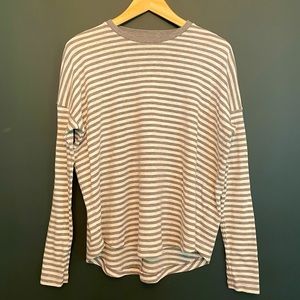 Aerie Real Soft grey & white striped long sleeve top